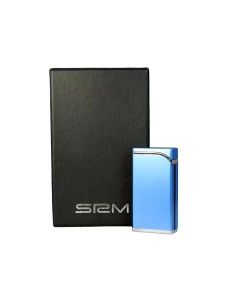 Brichetă Sarome SRM 105 A, bleu metalizat/satinat, cu cutie cadou din carton dur de culoare neagra, sistem piezo, unisex