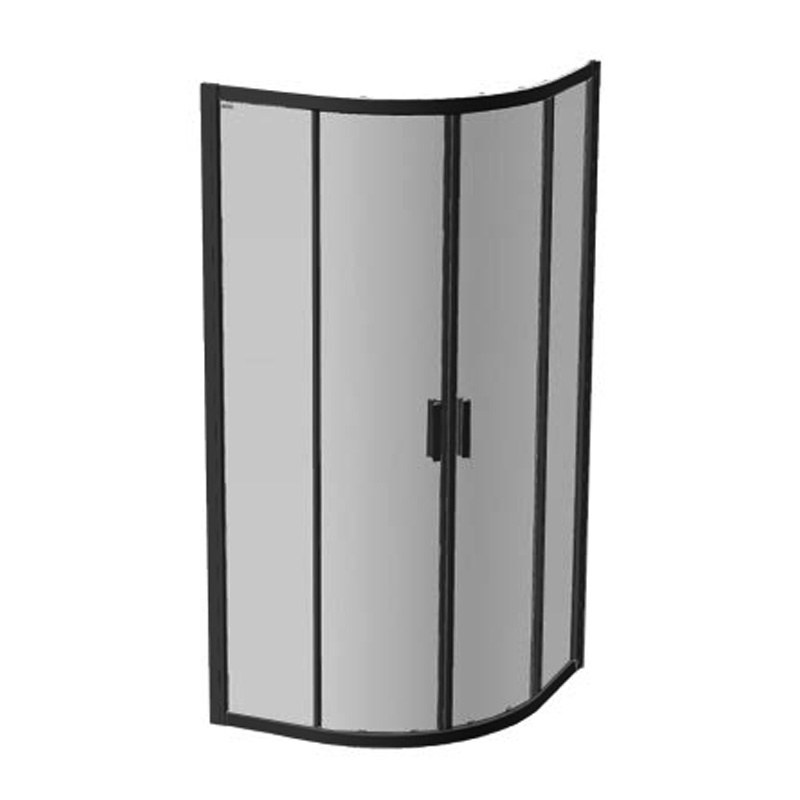 Cabină de duș semirotundă Kolpasan Venus R, 80x80 cm, sticlă chinchilla, profil negru mat - 1 | YEO