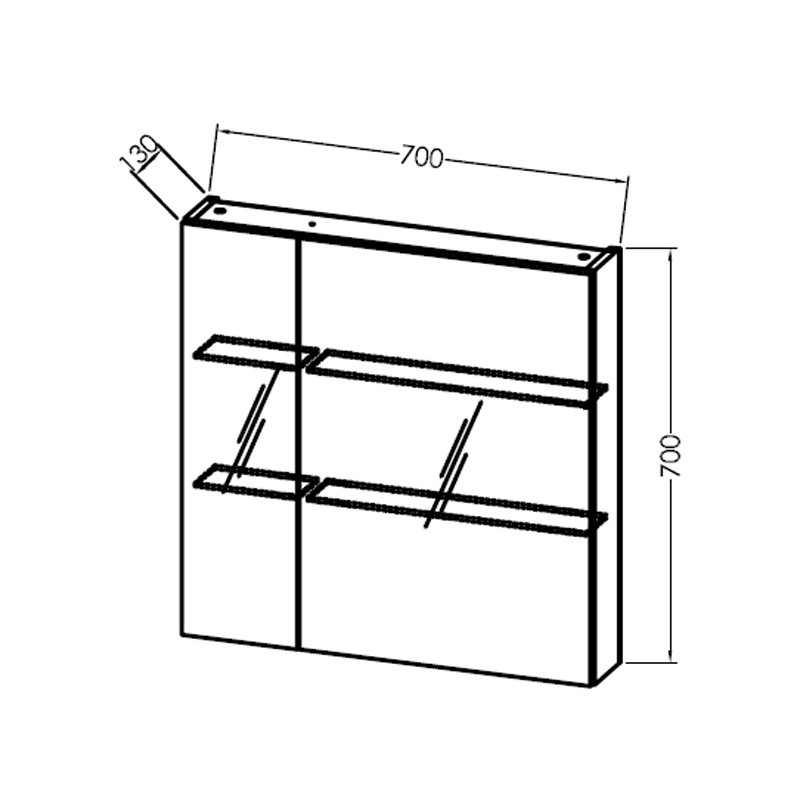 Dulap suspendat cu oglindă, Kolpasan, Naomi, cu 2 uși, 70 cm, alb - 1 | YEO