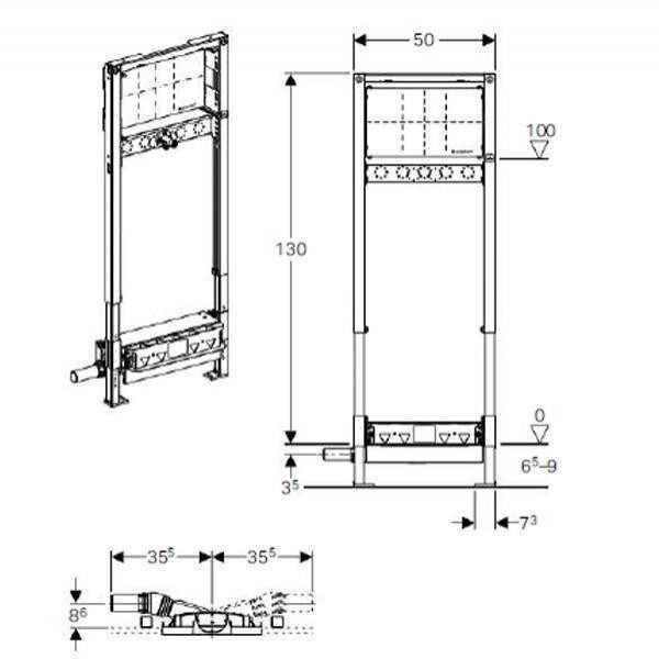 Rigola pentru dus Geberit, Duofix, cu rama de montaj, H 130 cm - 1 | YEO