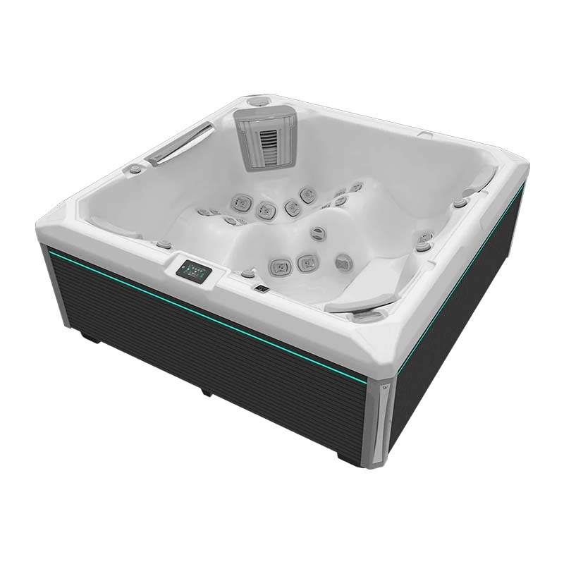 Set minipiscină Wellis, Makalu Life Deluxe, cu capac automat și accesorii incluse, ice white/grey