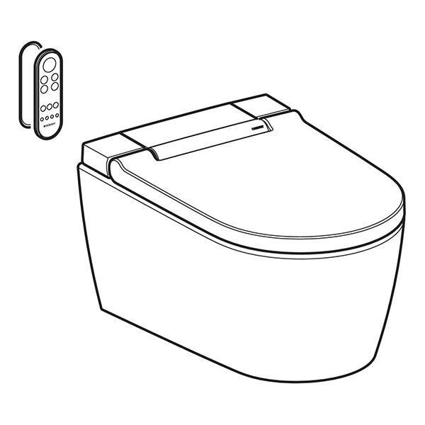 Set vas WC suspendat Geberit, AquaClean Sela, rimless, cu functie de bideu, ornament cromat - 2 | YEO