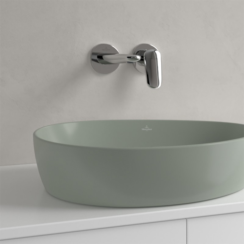 Lavoar pe blat, Villeroy & Boch, Antao, asimetric, 51 cm, verde mat - 3 | YEO