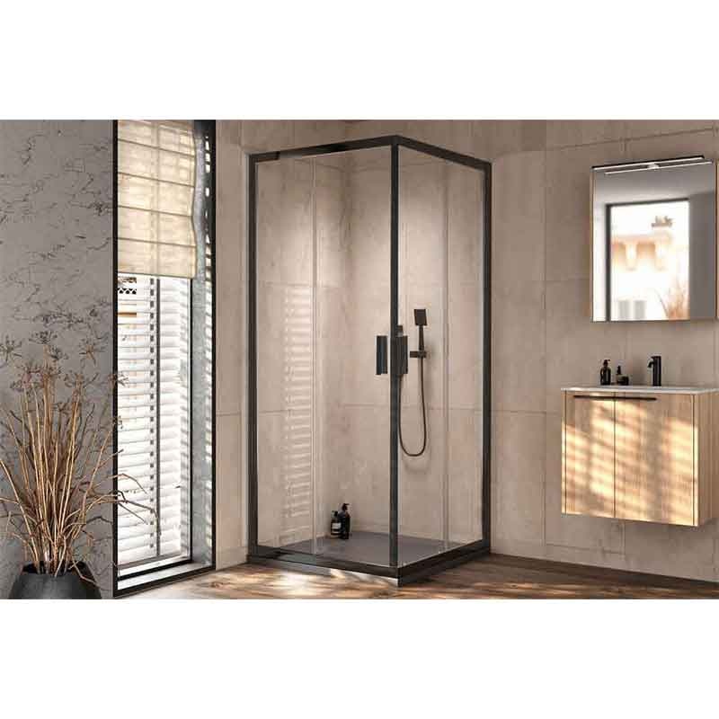 Cabină de duș Kolpasan, Venus Q, sticlă chinchilla, 90 x 90, negru mat - 1 | YEO