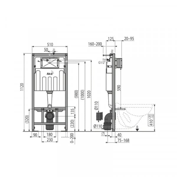 Set complet vas WC suspendat Fluminia, Clementina, Alb, cu rezervor Alca si clapeta alba - 2 | YEO