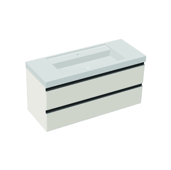 Set mobilier suspendat cu lavoar Kolpasan, Harmony 120, cu 2 sertare, light grey