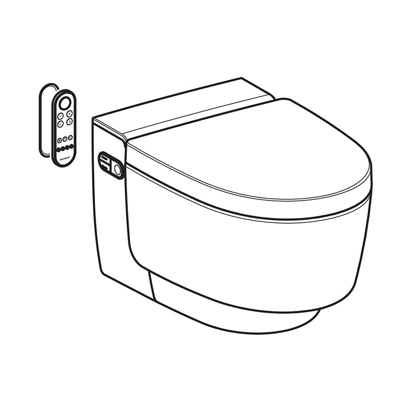 Set vas WC suspendat, Geberit, AquaClean Mera Comfort, rimless, capac cu funcție de bideu, alb/crom - 1 | YEO