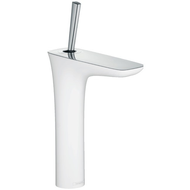 Baterie lavoar Hansgrohe, PuraVida 200, cu ventil click-clack, mâner joystick, alb/crom