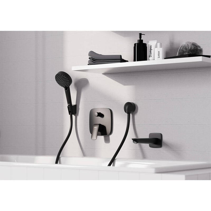 Pipa de umplere pentru cada, Hansgrohe, Logis, negru mat - 1 | YEO