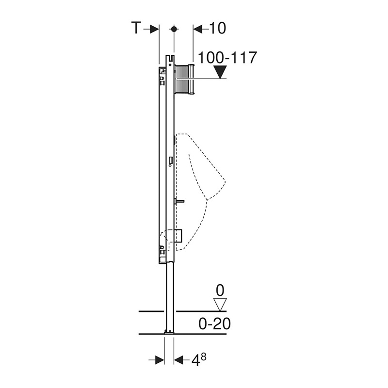 Ramă de montaj, Geberit, Duofix, pentru pisoar, universal, 130 cm - 2 | YEO