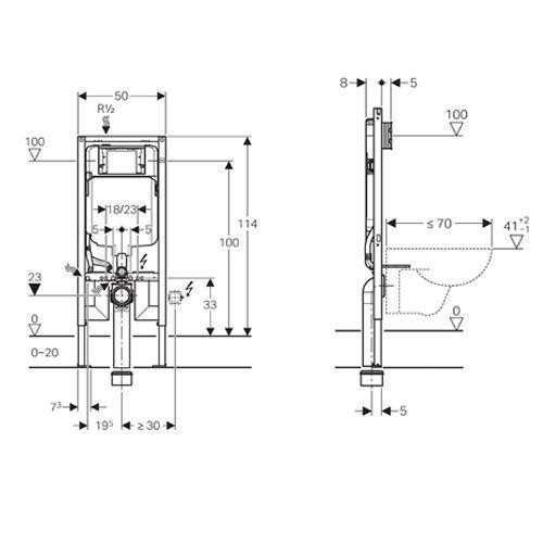 Rezervor wc incastrat Geberit, Duofix, pentru WC suspendat, cu rezervor Sigma, 8 cm (UP720) - 1 | YEO