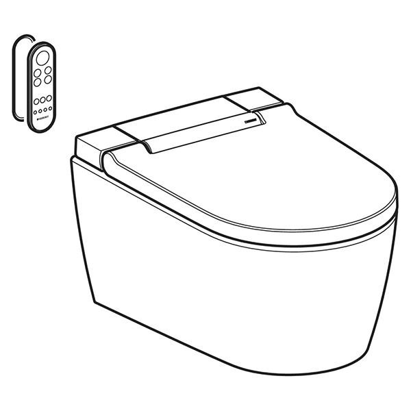 Set vas WC suspendat Geberit, AquaClean Sela, rimless, cu functie de bideu, alb alpin - 2 | YEO
