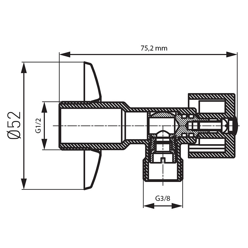 Robinet colțar, Ferro, cu bilă și manetă metalică, Z1238K - 1 | YEO