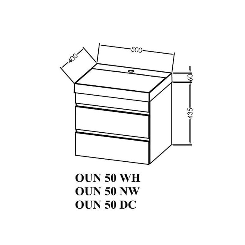 Set mobilier și lavoar suspendat, Kolpasan, Naomi, cu 2 sertare, 50 cm, dark concrete - 2 | YEO