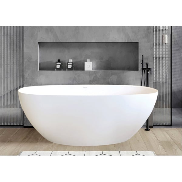 Cadă freestanding Fluminia, Etna, din cast marble, fără preaplin, 157 x 70 x h60 cm, alb mat_5