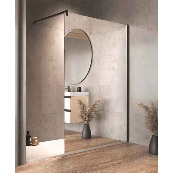 Paravan Walk-In Kolpasan, Calypso 120 cm, sticla 8 mm, efect oglindă, negru mat_14
