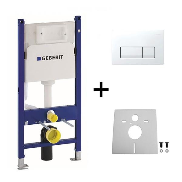 Set rezervor wc incastrat, Geberit, Duofix, si clapeta alba, Delta 51, pentru vase WC suspendate_2