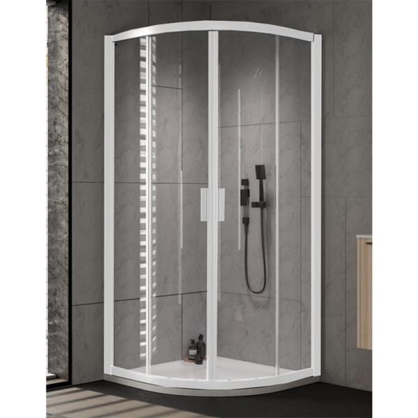 Cabină de duș semirotundă Kolpasan Venus R, 80x80 cm, sticlă transparentă, profil alb mat_3