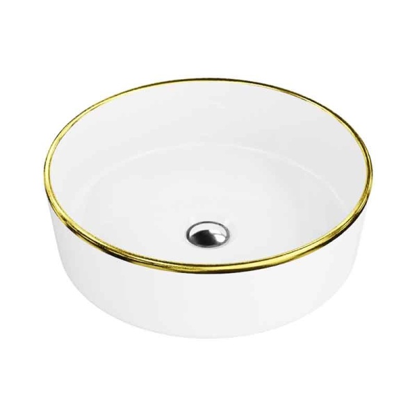 Lavoar pe blat Spectrum, Rosina Gold Line, rotund, alb-auriu_18