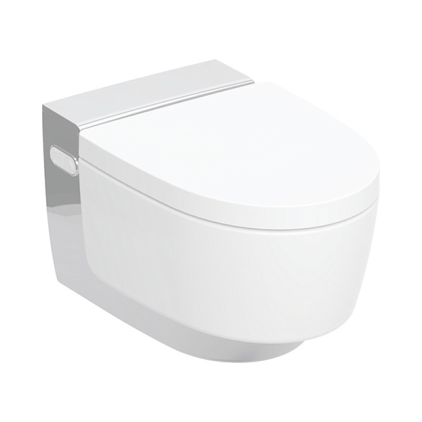Set vas WC suspendat, Geberit, AquaClean Mera Comfort, rimless, capac cu funcție de bideu, alb/crom_1
