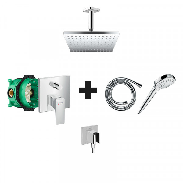 Set de dus, baterie Hansgrohe, Metropol, palarie si para de dus, cot racord si furtun_4