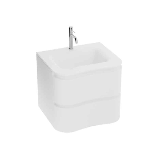 Set mobilier suspendat si lavoar, Spectrum, Oviedo, 60 cm, design ondulat, alb_9