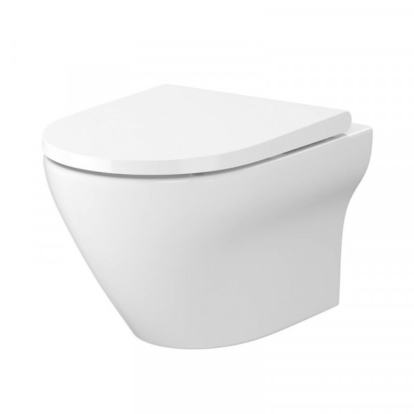 Set vas WC suspendat, Cersanit, Larga, oval, CleanOn, cu capac slim soft close și easy off, alb_1