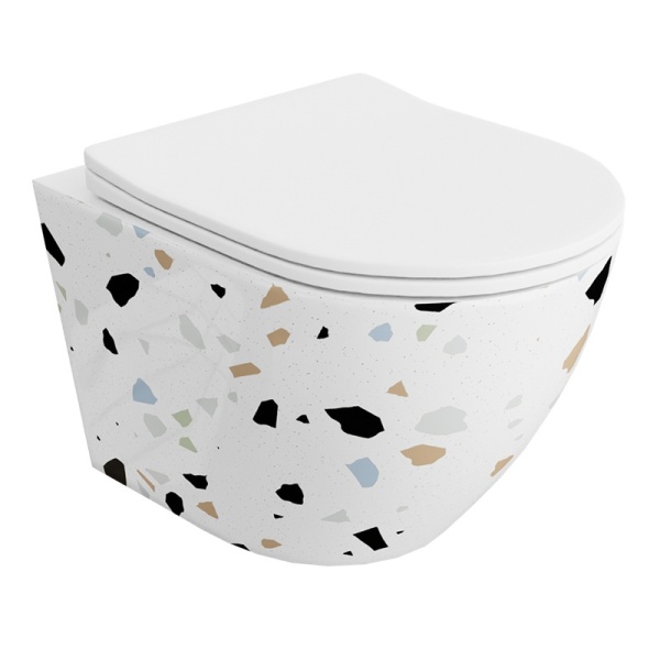 Set vas WC suspendat Spectrum, Trendi Stone, rimless cu capac inclus, 35.5 x 51.5 cm, alb mozaic_14