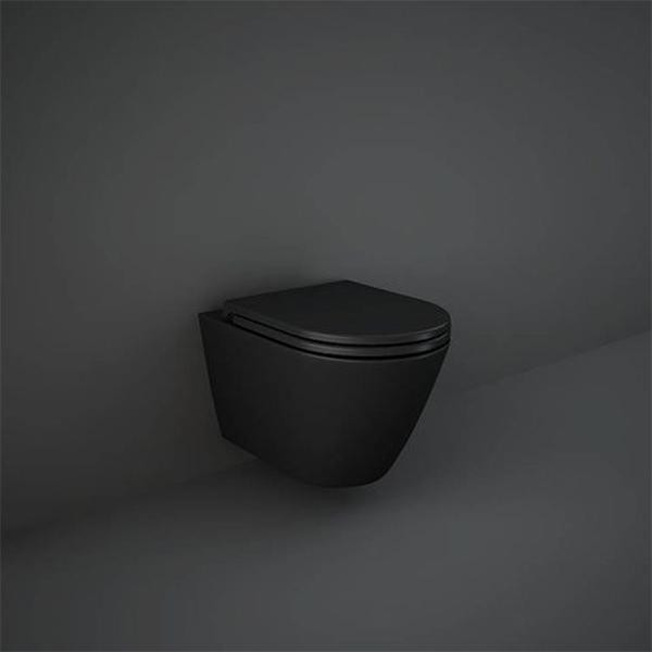 Vas WC suspendat, RAK, Feeling, rimless, oval, negru mat_4