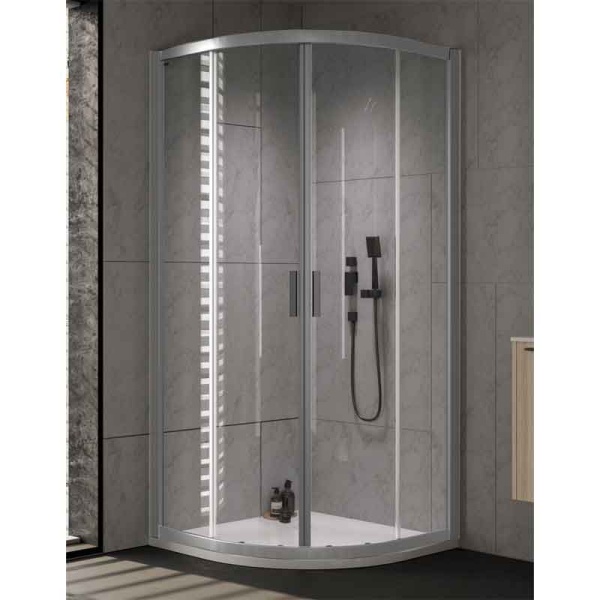 Cabină de duș semirotundă Kolpasan Venus R, 80x80 cm, sticlă securizată, profil silver_2