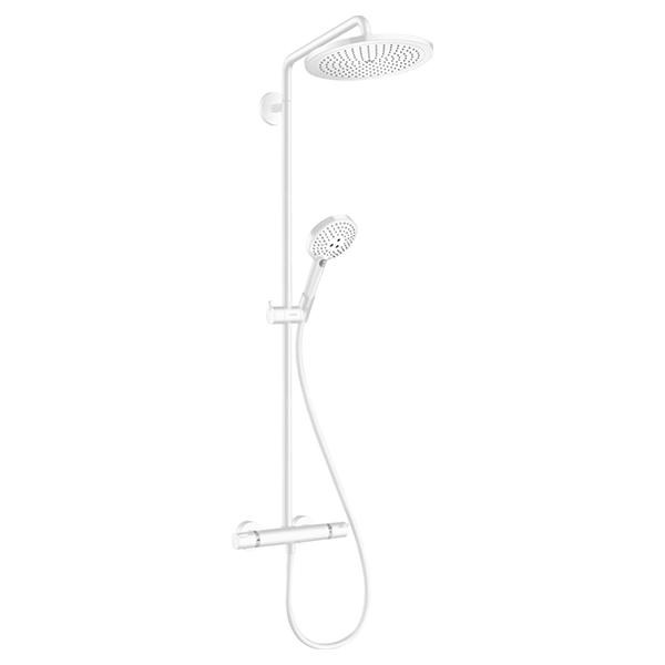 Coloana dus cu baterie si termostat Hansgrohe, Croma Select S, cu bara si suport dus, alb mat_10