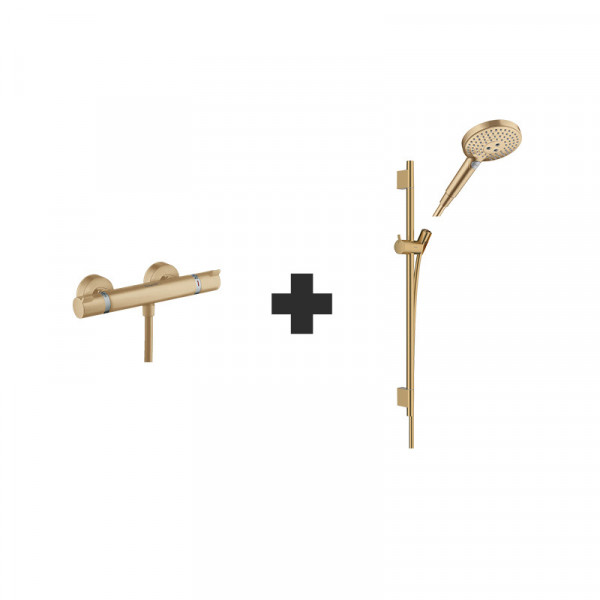 Set baterie de dus, Hansgrohe, Ecostat Comfort, cu para, bara si furtun, bronz periat_13