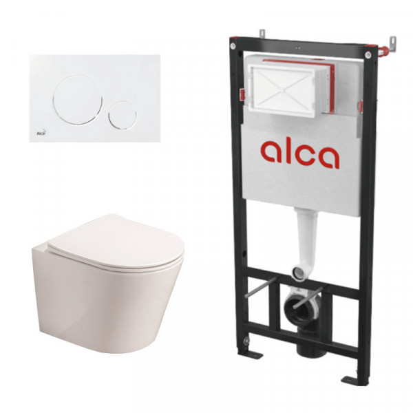 Set complet vas WC suspendat Fluminia, Clementina, Alb, cu rezervor Alca si clapeta alba_15