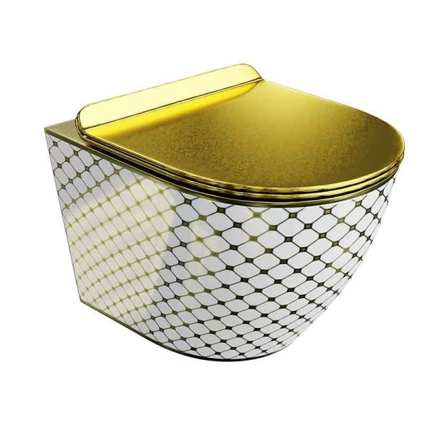 Set vas WC suspendat Spectrum, Trendi Slim, rimless, cu capac, 36.5 x 49 cm, alb-auriu_12