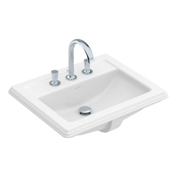 Lavoar pentru mobilier Villeroy & Boch, Hommage 63 cm, CeramicPlus, cu orificiu baterie și preaplin, alb alpin, 710263R1_22