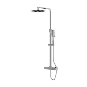 Set de duș LaVita, Coral, cu baterie termostatată, pălărie duș pătrată, bară și furtun, 3 jeturi, crom_8