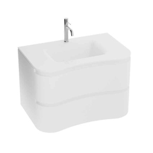 Set mobilier suspendat si lavoar, Spectrum, Oviedo, 80 cm, design ondulat, alb_14