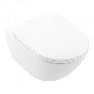 Set vas WC suspendat, Villeroy & Boch, Universo, cu capac soft close și quick release, alb