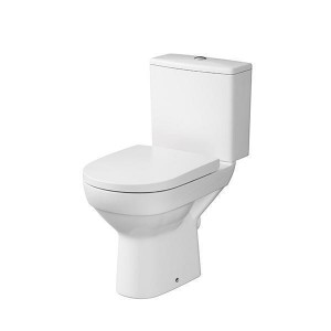 Vas WC compact Cersanit, City, cu capac antibacterian soft-close, alb