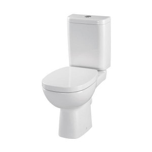 Vas WC compact Cersanit, Facile, cu rezervor alimentare inferioara si capac antibacterian, soft-close, alb