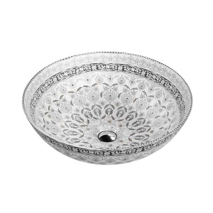 Lavoar pe blat Spectrum, Moana Folk, rotund, alb cu model folk_6