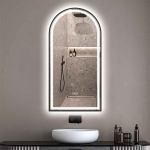 Oglindă cu LED, dezaburire, ceas și bluetooth, Fluminia, Cosimo Black, 50x100 cm, lumină Internă și ambientală, ramă neagră_5