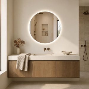 Oglindă Fluminia, Calatrava Ambient, rotundă, cu iluminare LED și dezaburire, diametru 60 cm_15