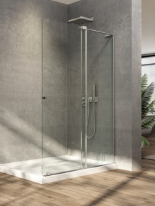 Paravan de duș Walk In Fluminia, Vario, cu lățime variabilă, format din 2 părți, easy clean, R22WI01-L-120_20