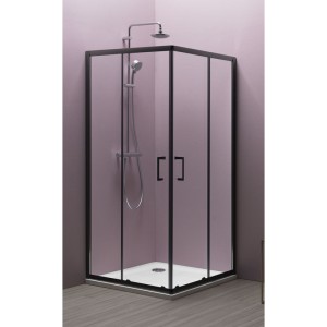 Cabină de duș pătrată, Kolpasan, Eco Quat, 80 x 80, profil negru