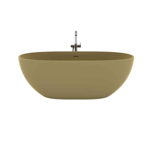 Cadă freestanding, Teko Nubia, din compozit, cu preaplin, 157x65 cm, beige ivory mat_2