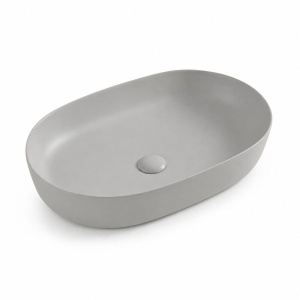 Lavoar pe blat Fluminia, Odera Slim, oval, 60 x 41.5 cm, gri deschis_7