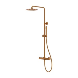 Set de dus Lavita, Verdi, cu baterie, pălărie rotundă, bară și furtun, 1 jet, brushed copper_5