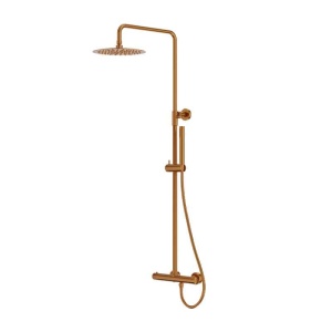 Set de dus LaVita, Verdi, cu baterie termostatică, pălărie rotunda, bară și furtun, 1 jet, brushed copper_18