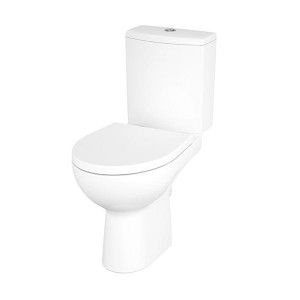 Vas WC compact Cersanit, Nature, stativ, cu capac soft-close, alb